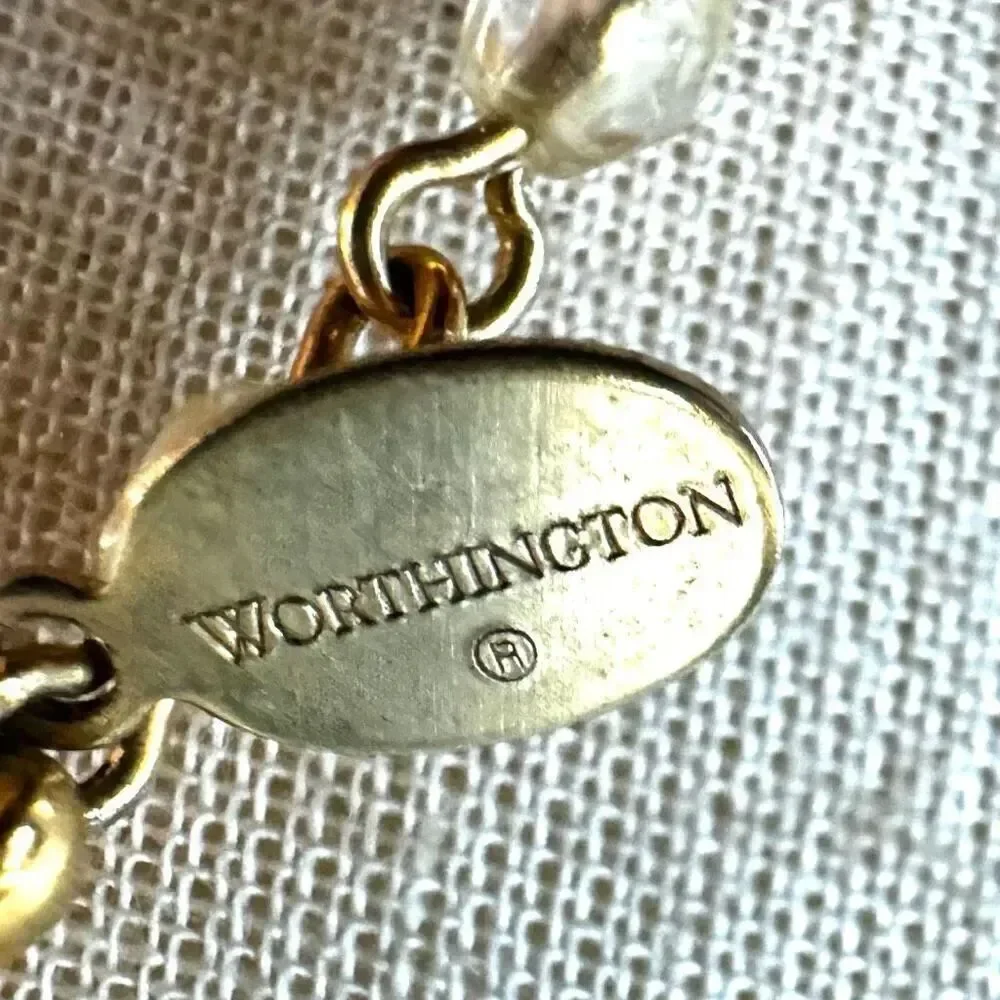 Worthington beaded  gold tone cross necklace